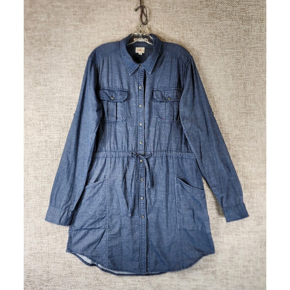Gramicci Original‎ Freedom Ventura Shirt Dress Womens XL Blue Chambray Button